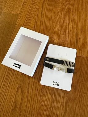 DIOR Black Leather Multi-Stripe Logo & Bee Bracelet Set